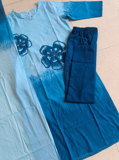 Stylish Tie-Dye Print Cotton Kurta Set