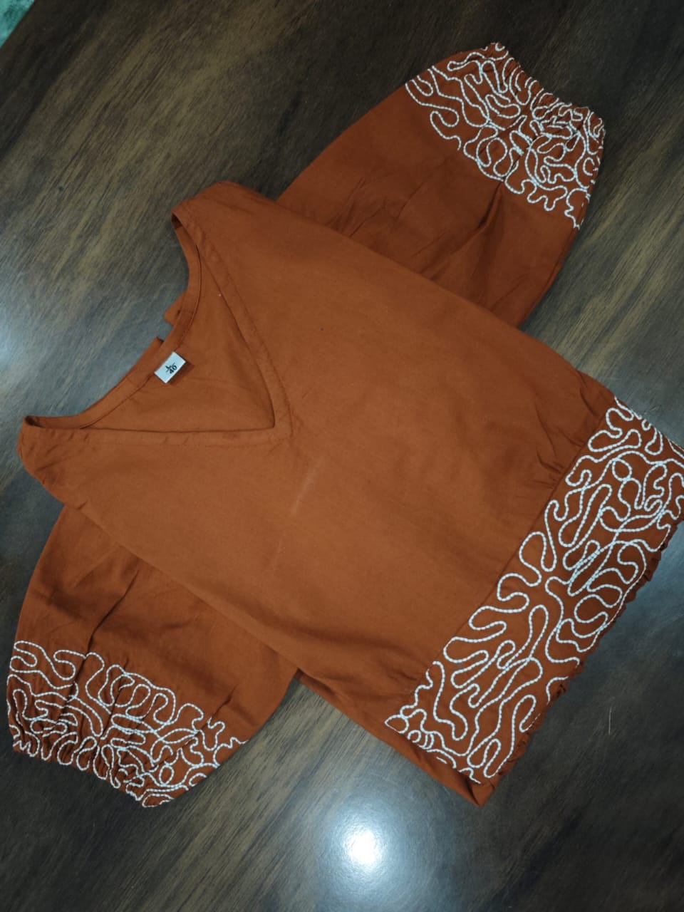 Premium Rust Cotton Midi Dress