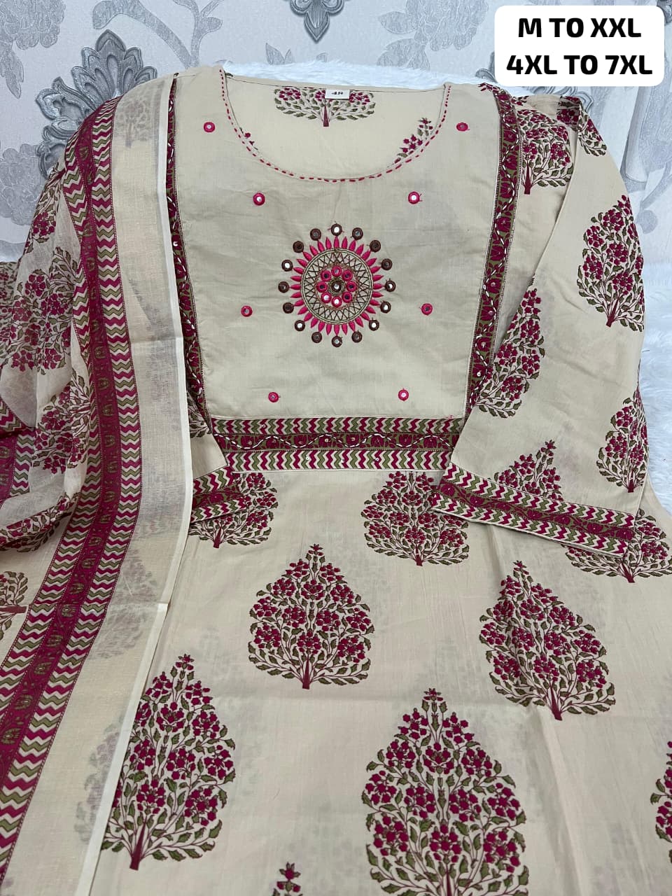 Premium Printed Pure Mul Cotton Kurta Set