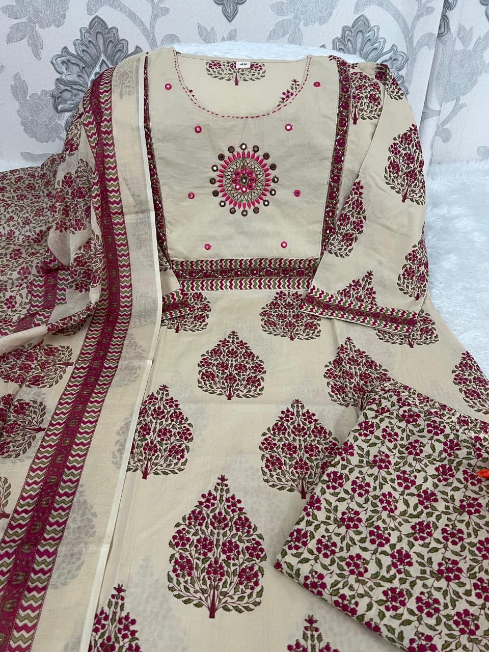 Premium Printed Pure Mul Cotton Kurta Set