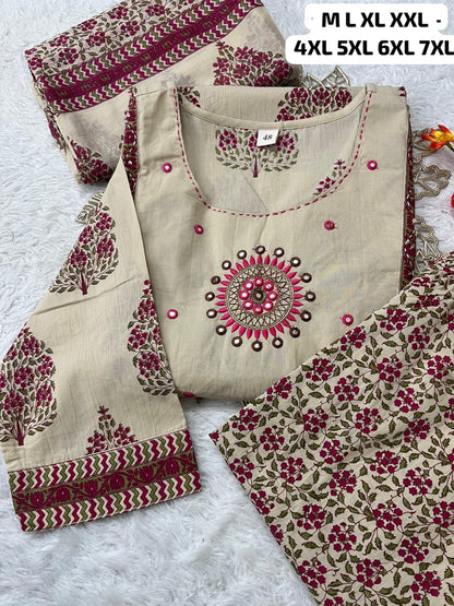 Premium Printed Pure Mul Cotton Kurta Set