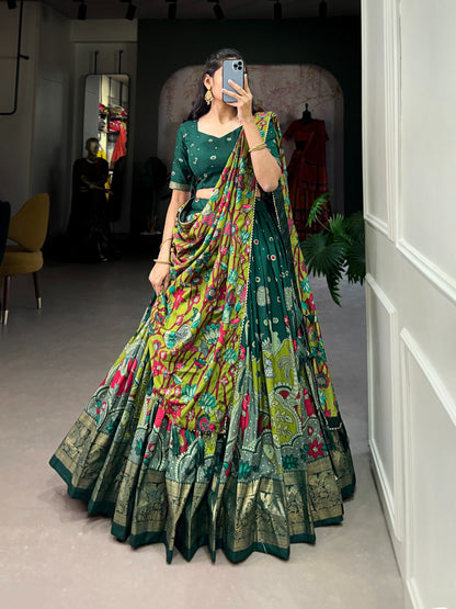 Designer Tasar Silk Kalamkari Print Lehenga Choli