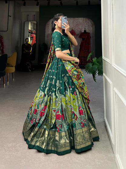 Designer Tasar Silk Kalamkari Print Lehenga Choli