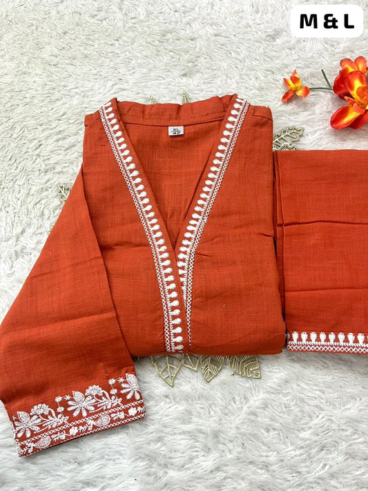 Chikankari Anarkali Cotton Kurta Set