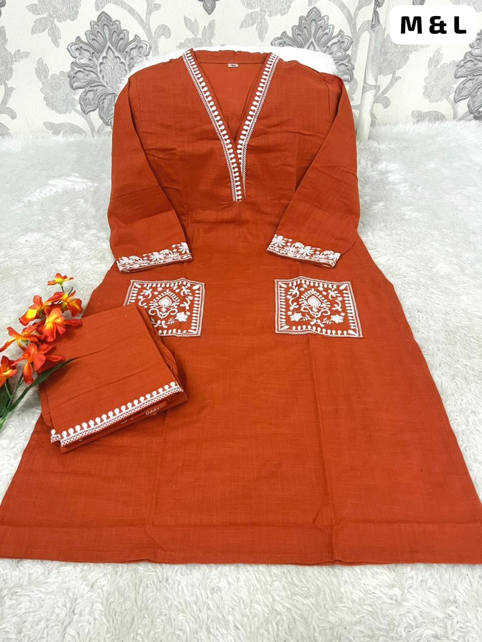 Chikankari Anarkali Cotton Kurta Set