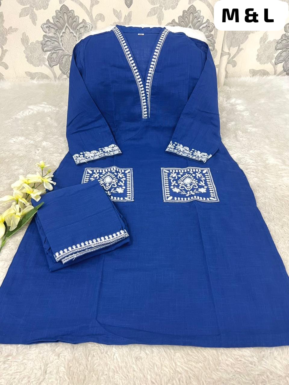 Chikankari Anarkali Cotton Kurta Set