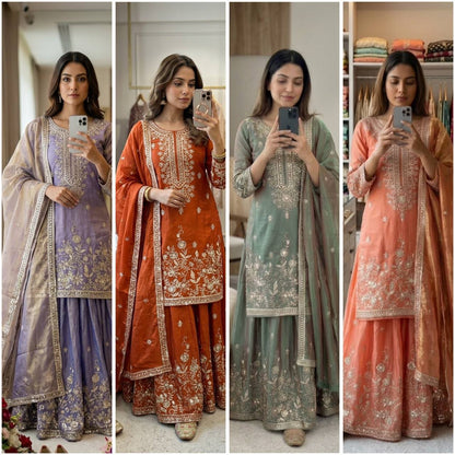 Premium Zmy-Chu Silk Sharara Suit Set