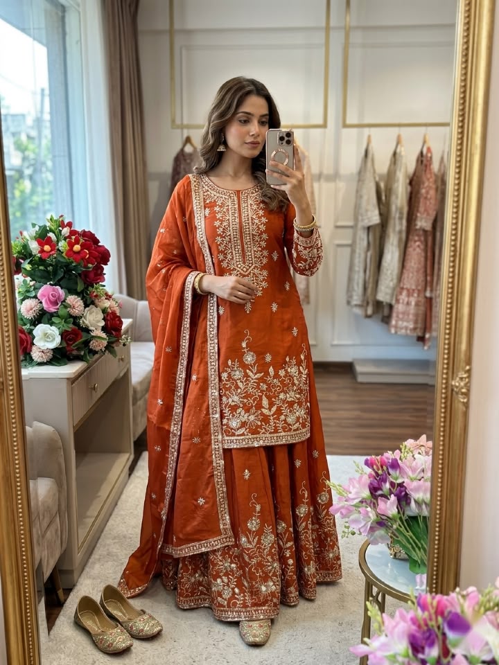 Premium Zmy-Chu Silk Sharara Suit Set