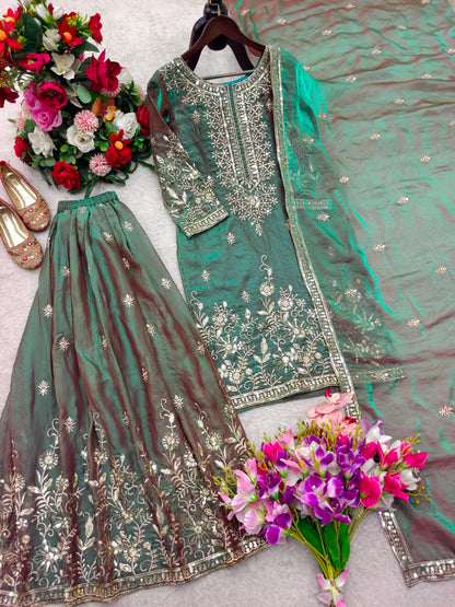 Premium Zmy-Chu Silk Sharara Suit Set
