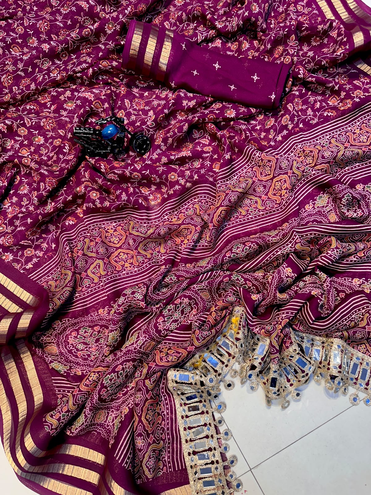 Premium Georgette Mirror Work Party Wear Saree