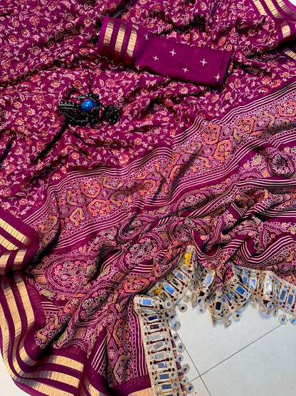 Premium Georgette Mirror Work Party Wear Saree