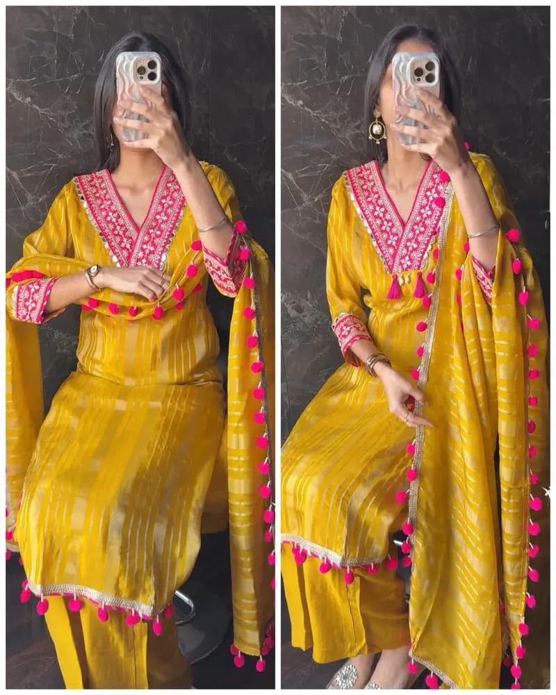 Gorgeous Banarasi Silk Suit Set in 3 Colours