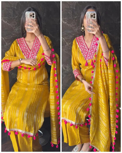 Gorgeous Banarasi Silk Suit Set in 3 Colours