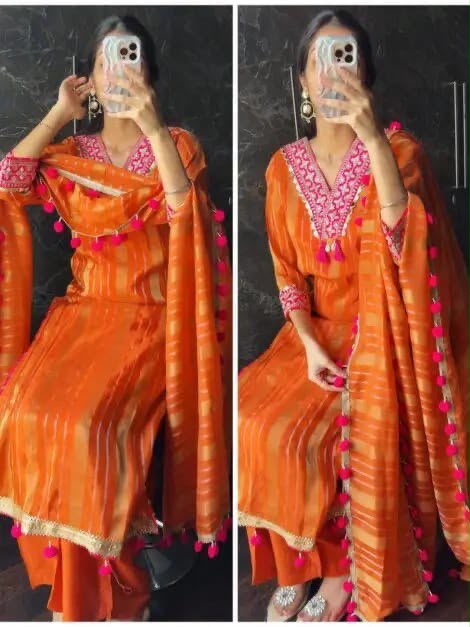 Gorgeous Banarasi Silk Suit Set in 3 Colours