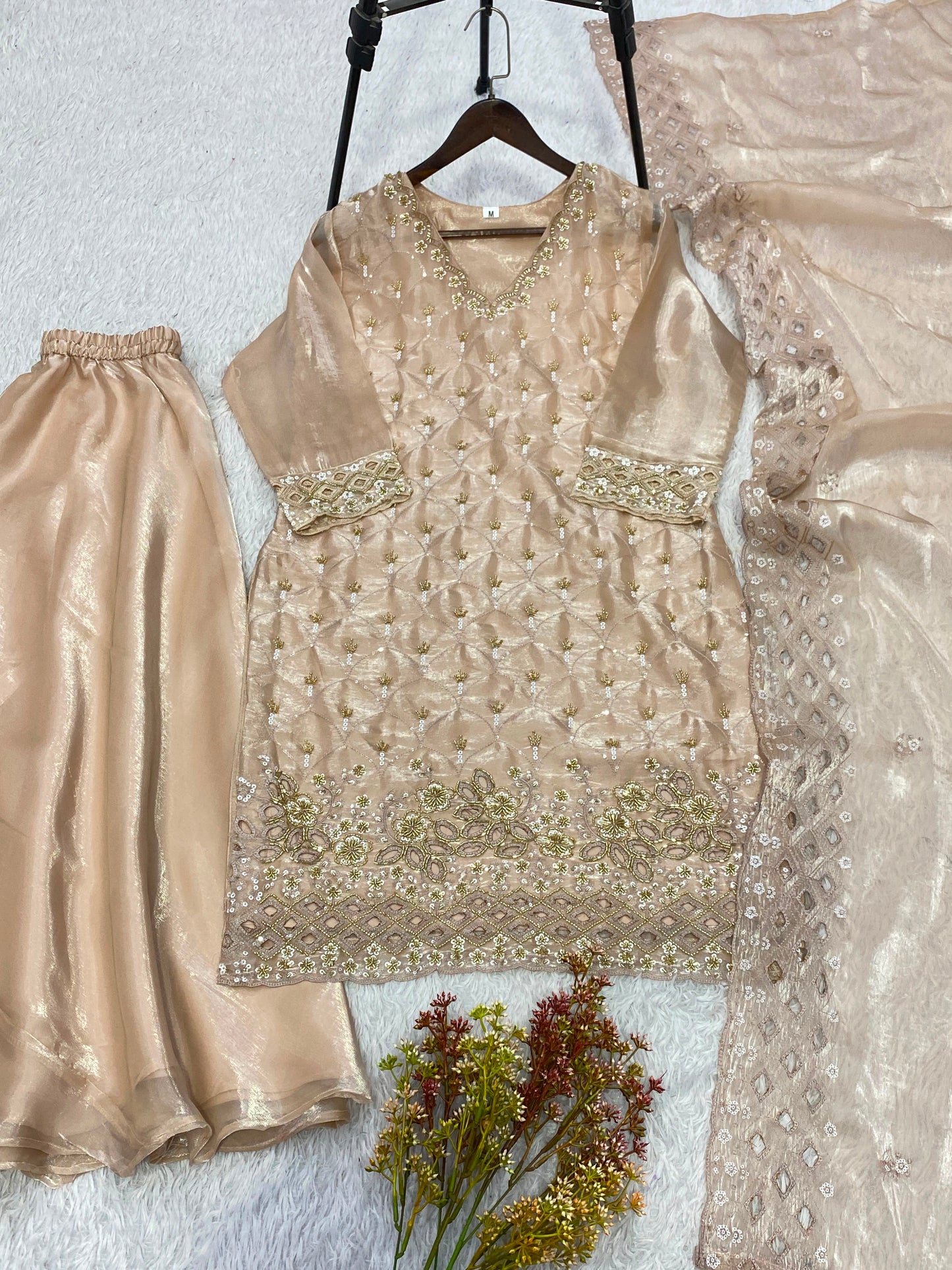 Designer Festive Fendy Plazo Suit Set