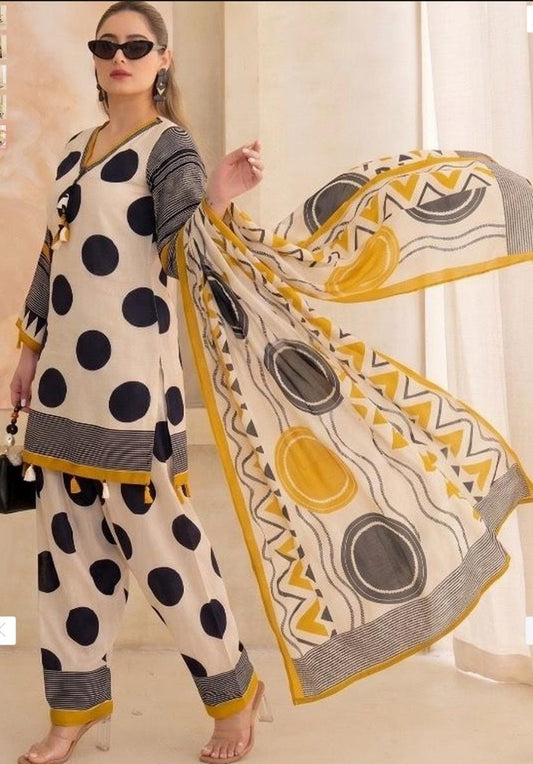 Stylish Vibrant Cotton Kurta Set With Tassels