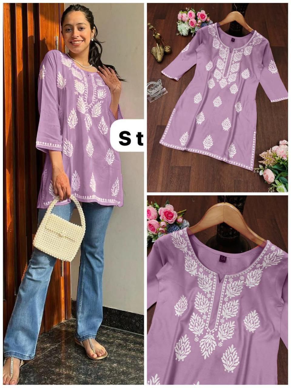 Best Selling Rayon Chikankari Short Kurti