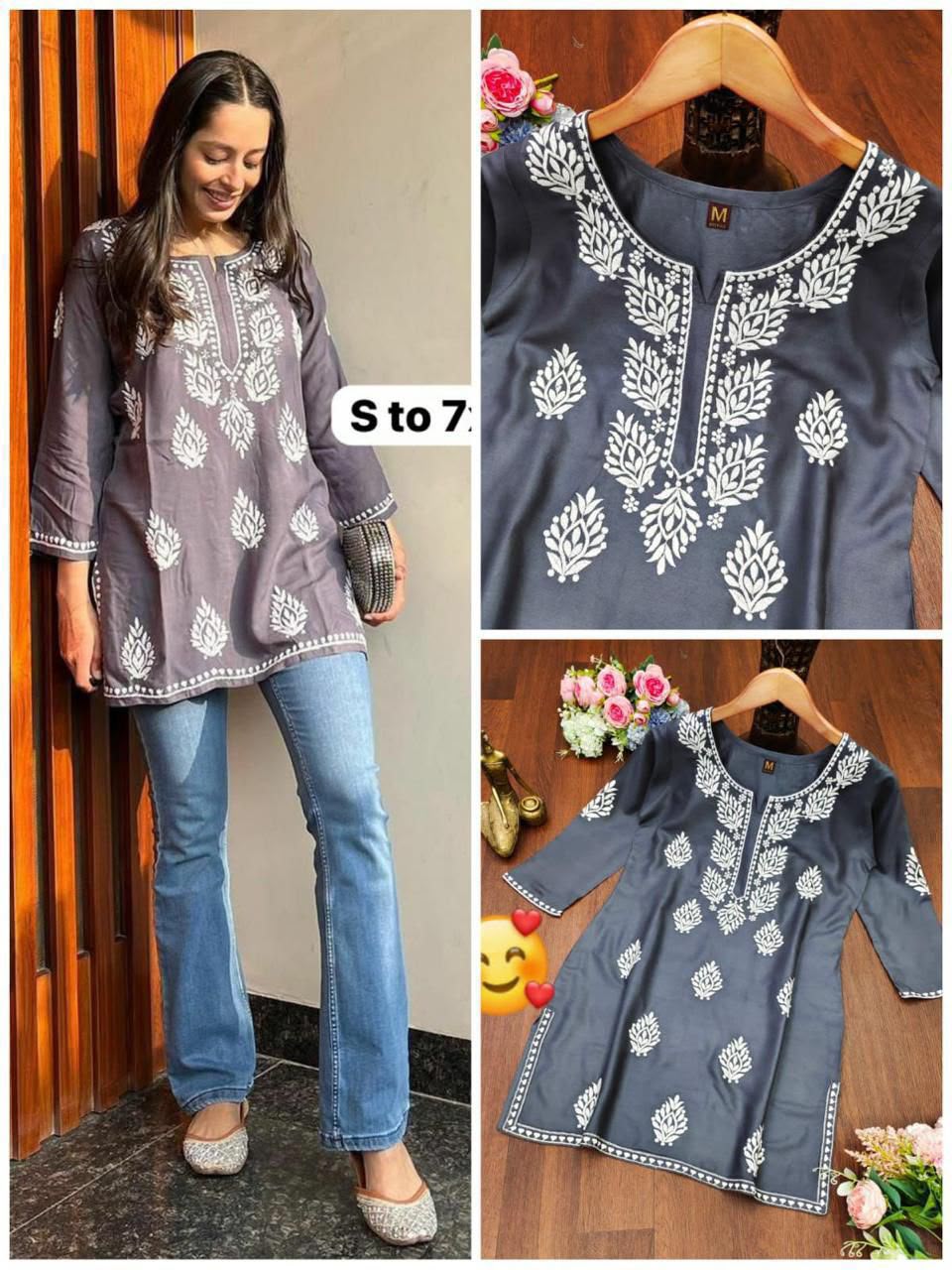 Best Selling Rayon Chikankari Short Kurti