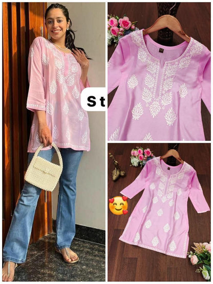 Best Selling Rayon Chikankari Short Kurti