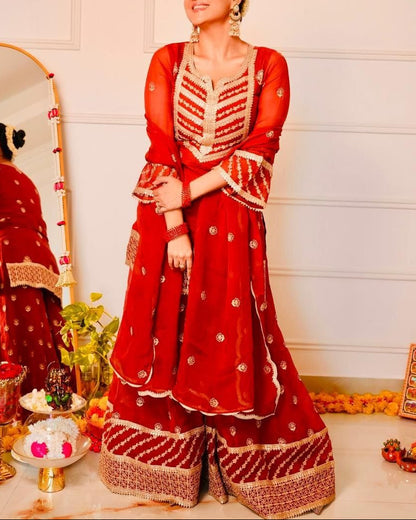 Designer 3-Piece Party Wear Set With Sequins Embroidery