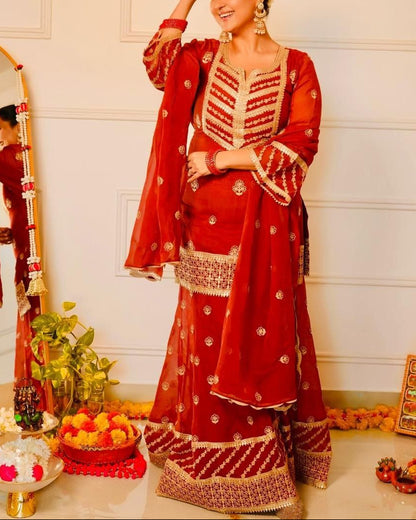 Designer 3-Piece Party Wear Set With Sequins Embroidery