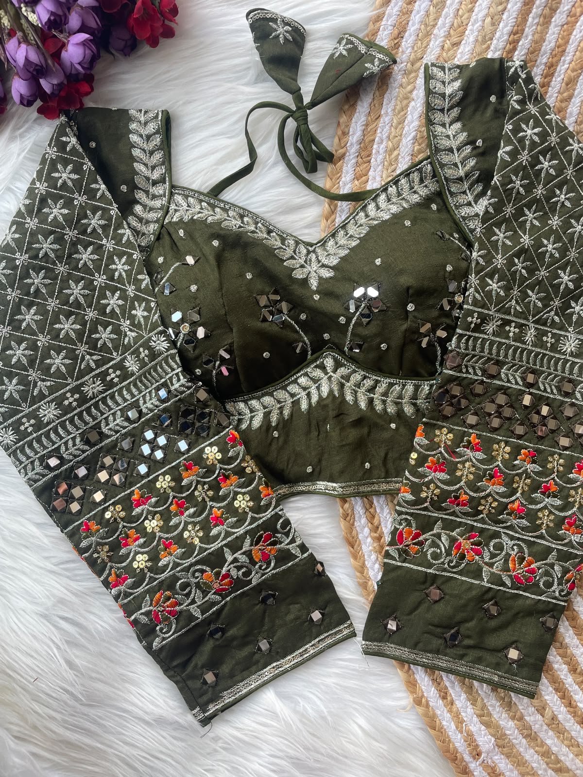 Navratri Special Mirror Work Blouse For Saree or Skirt