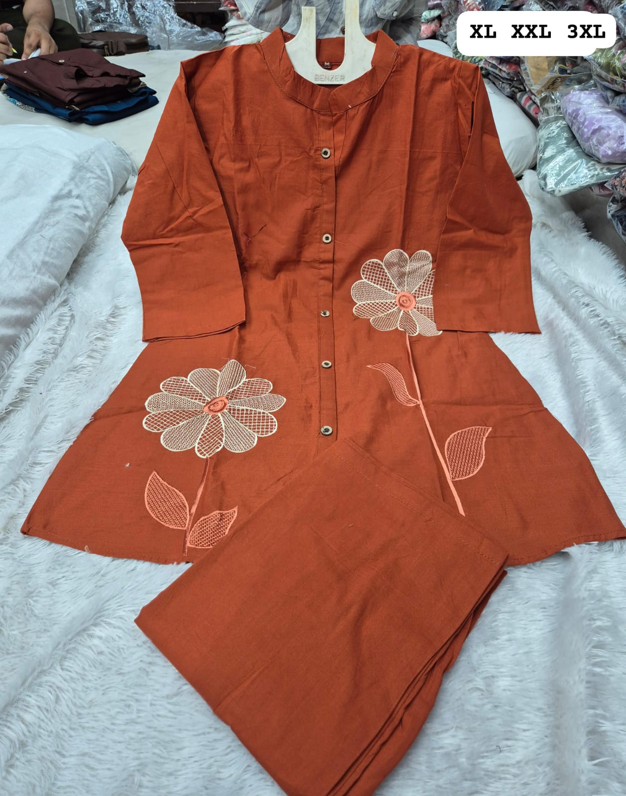 Stylish Floral Embroidered Cotton Co-ord Set