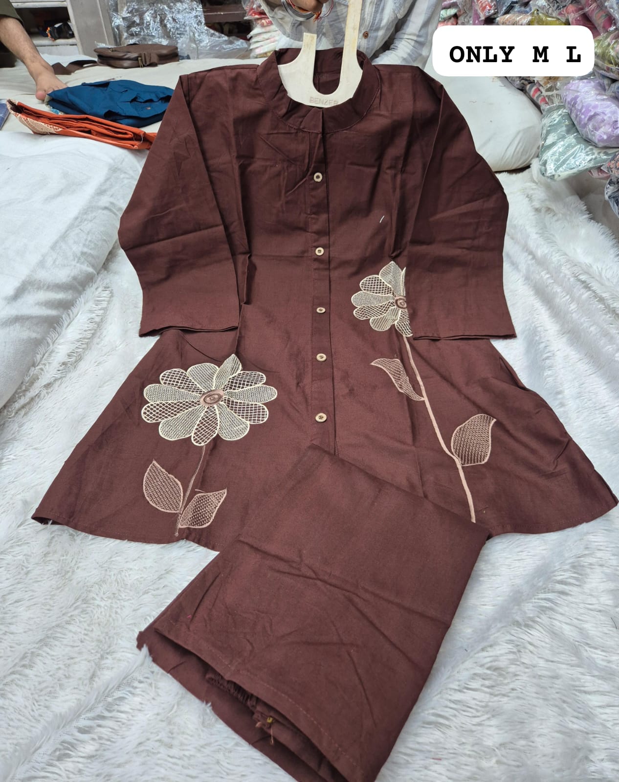 Stylish Floral Embroidered Cotton Co-ord Set
