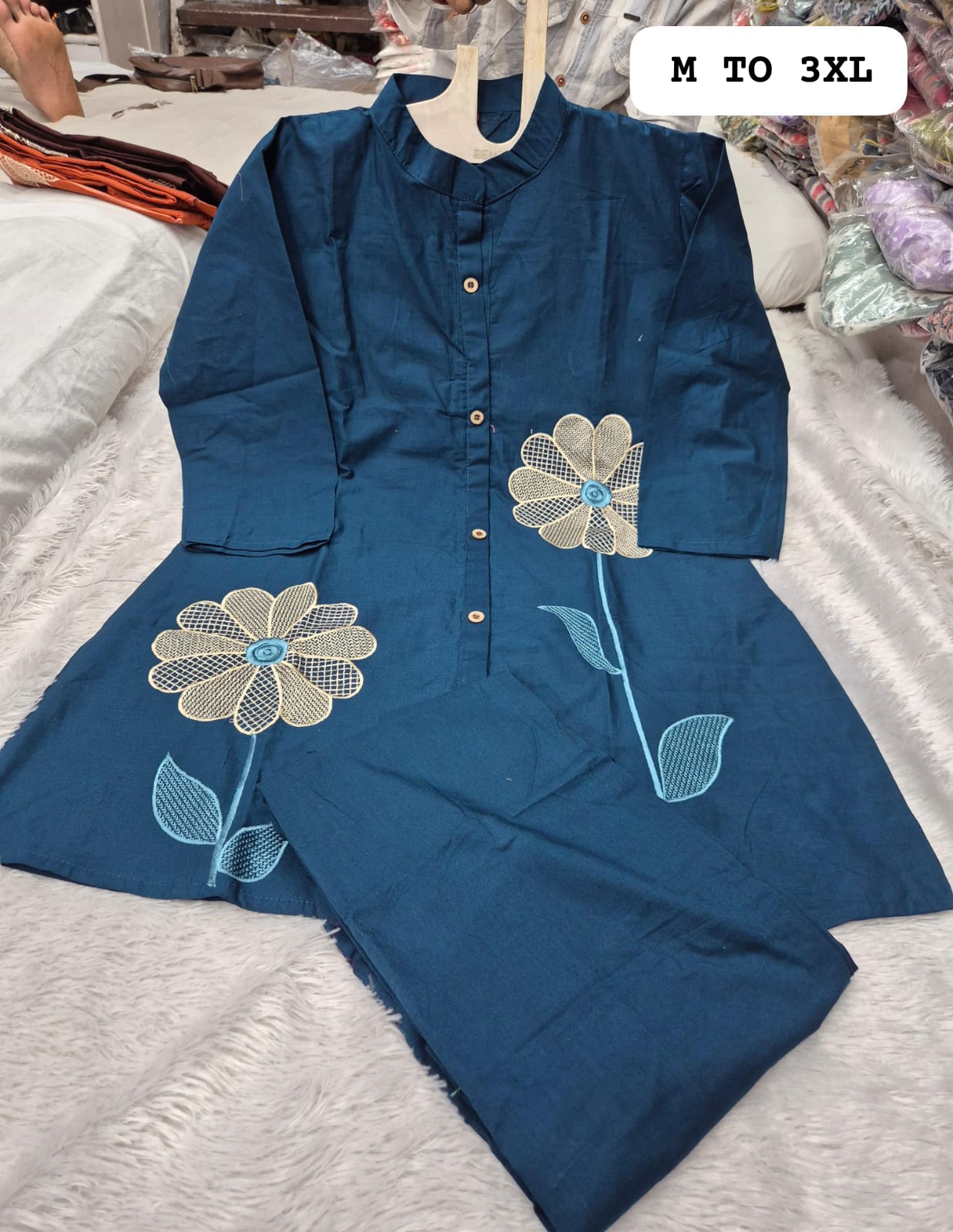 Stylish Floral Embroidered Cotton Co-ord Set