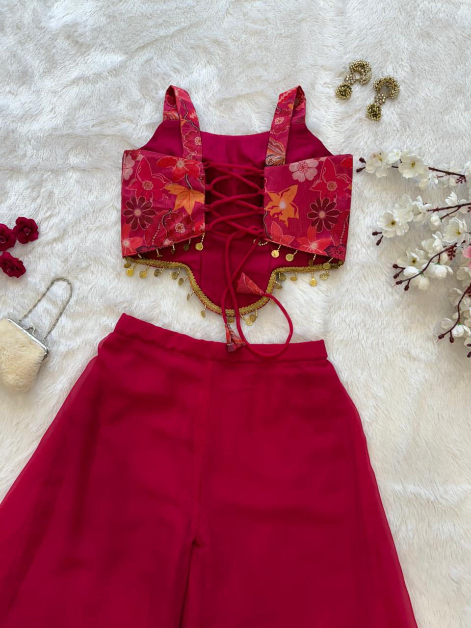 Designer Festive Special Crop Top & Palazzo Set