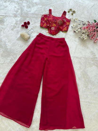 Designer Festive Special Crop Top & Palazzo Set