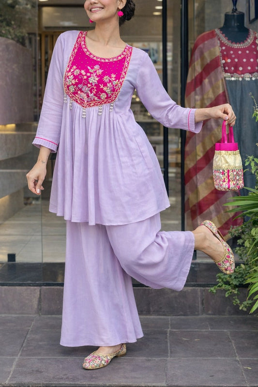 Premium Chanderi Silk Sharara Co-ord Set