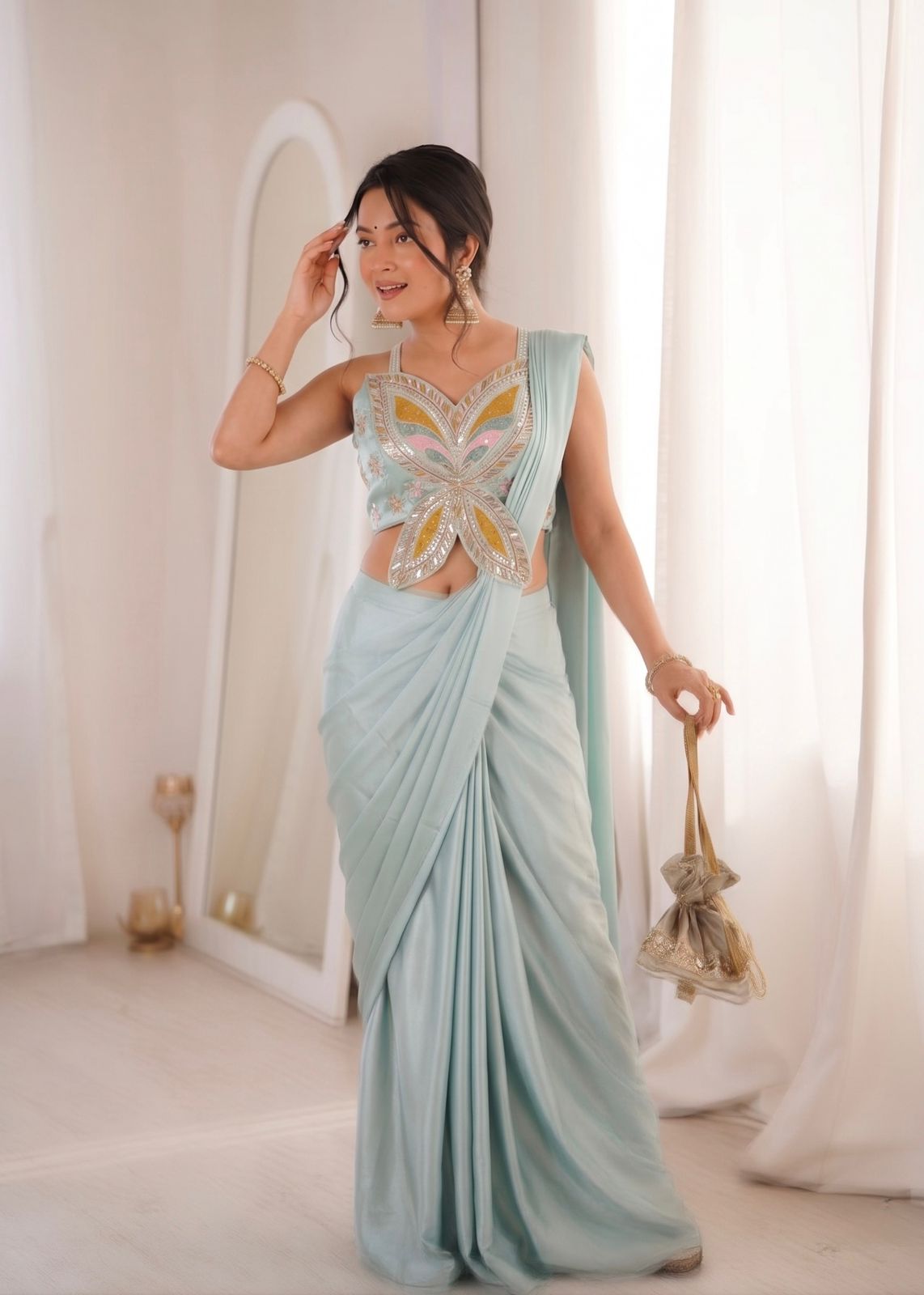 Gorgeous Ready-to-Wear Embroidered Saree