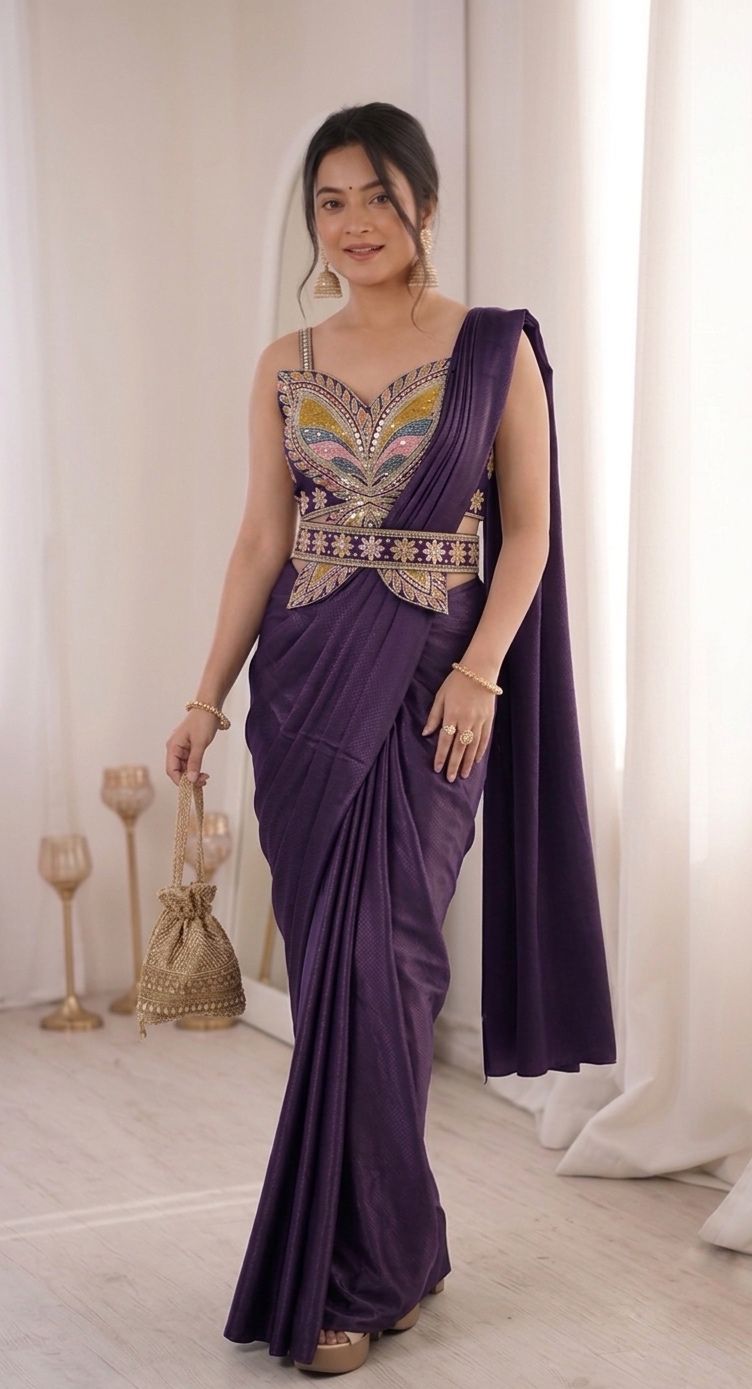 Gorgeous Ready-to-Wear Embroidered Saree
