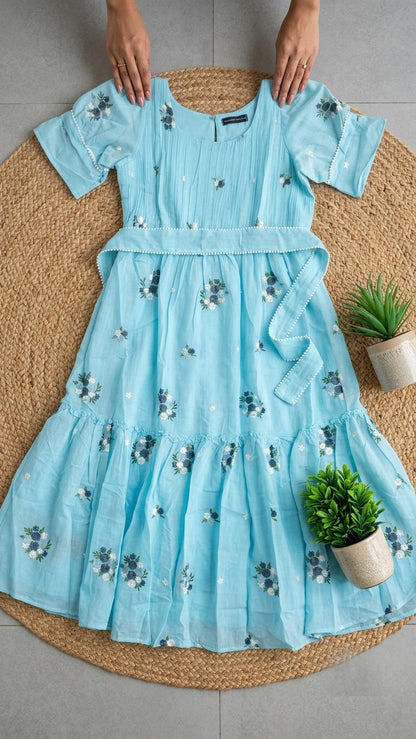 Floral Chanderi Cotton Maxi Dress