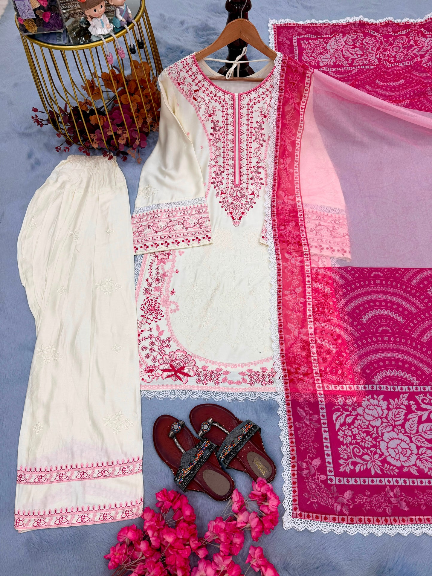 Designer Pink Party Wear Farshi Palazzo Set
