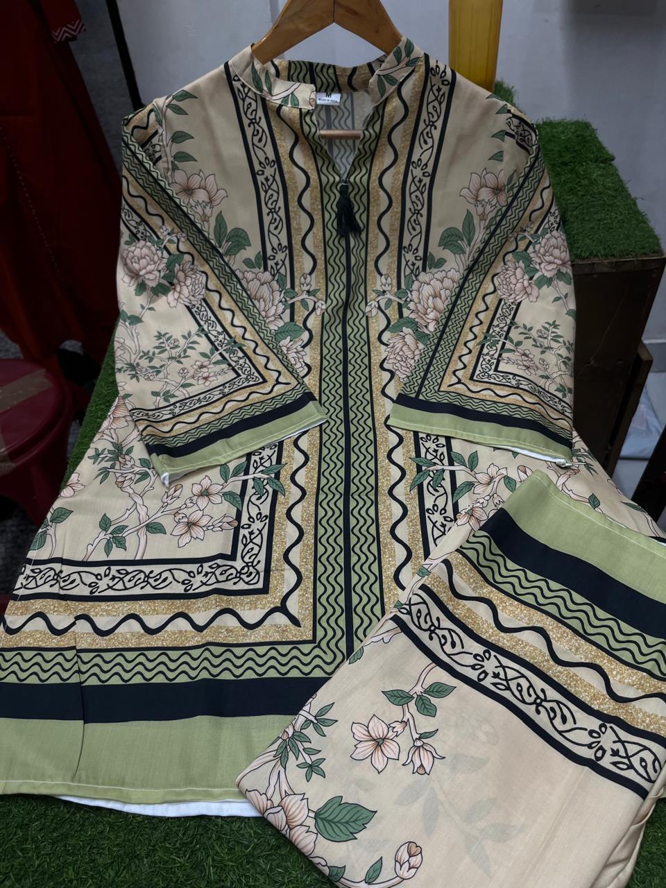 Stylish Muslin Digital Print Kurta Palazzo Set