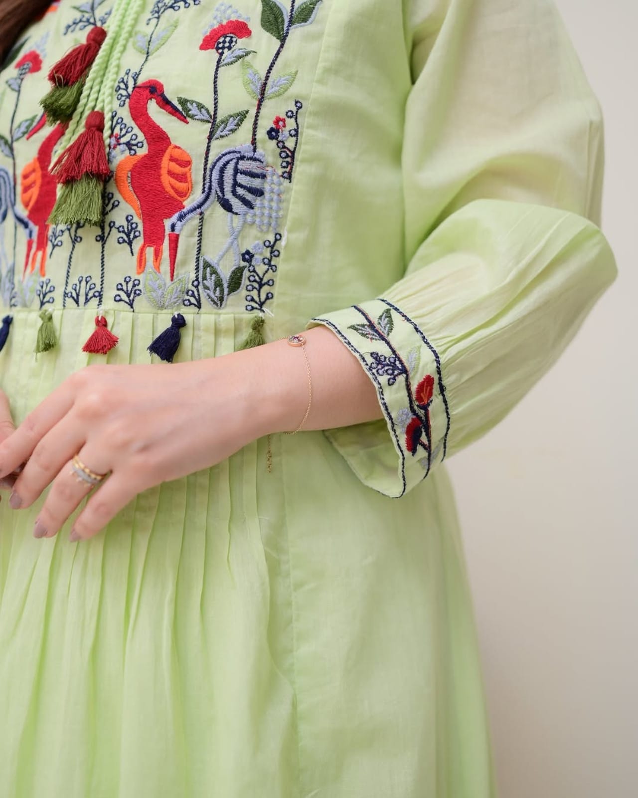 Lemon Green A-Line Cotton Kurta Set