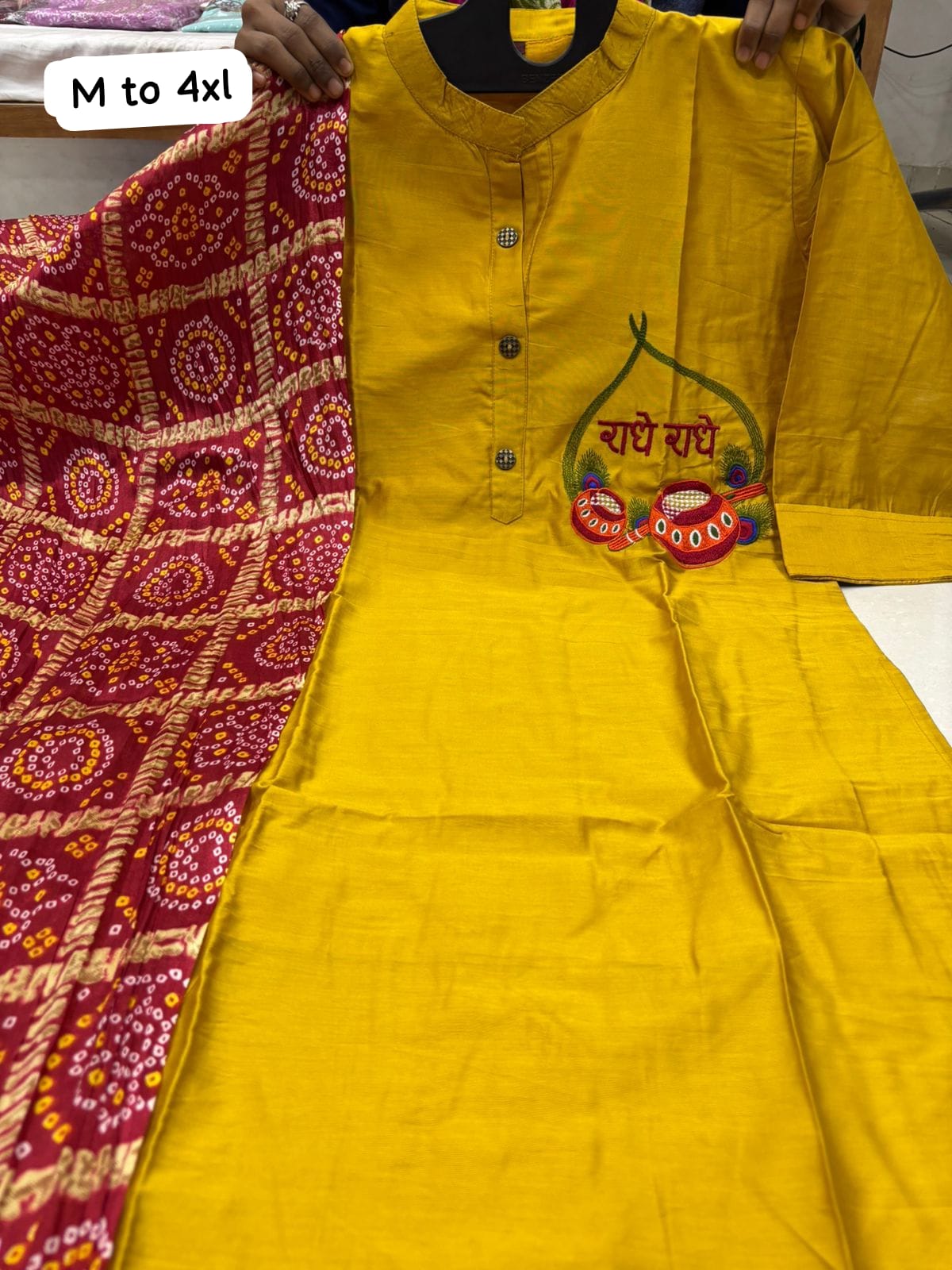 Radhe Radhe Chanderi Muslin Kurti With Chinon Dupatta