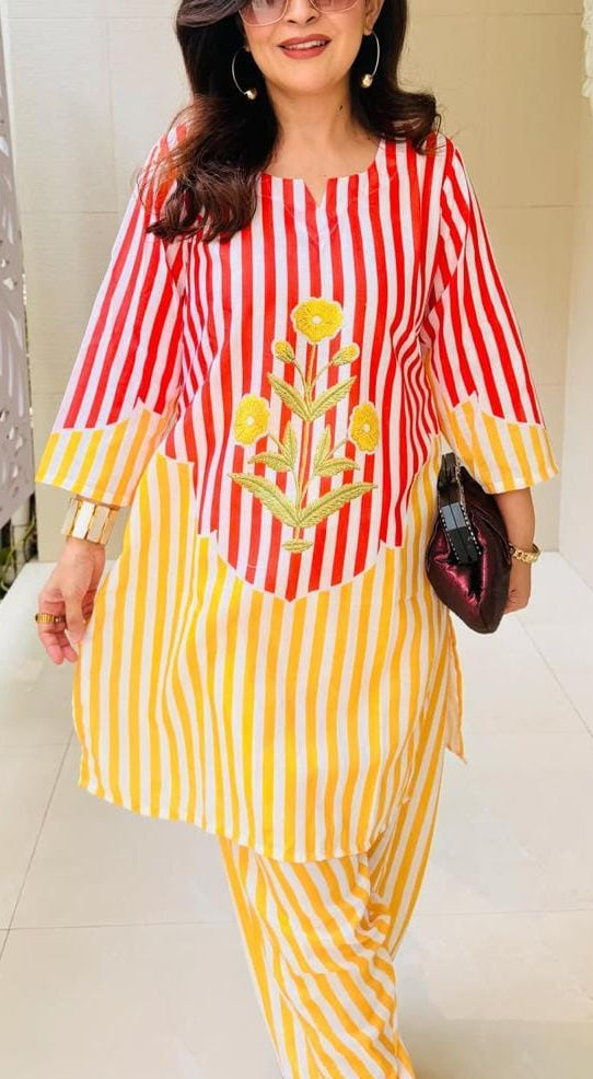 Stylish Striped Cotton Co-ord Set