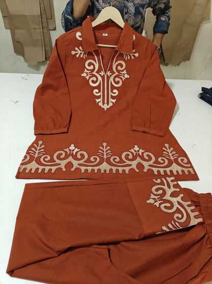 Stunning Embroidered Cotton Co-ord Set