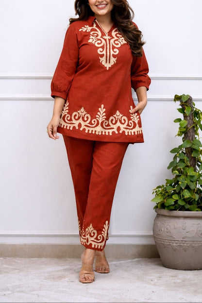 Stunning Embroidered Cotton Co-ord Set
