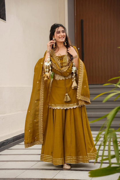 Exotic Yellow Chinon Palazzo Set