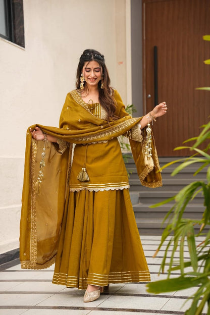 Exotic Yellow Chinon Palazzo Set