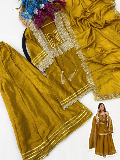 Exotic Yellow Chinon Palazzo Set