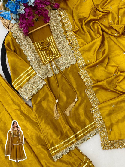 Exotic Yellow Chinon Palazzo Set