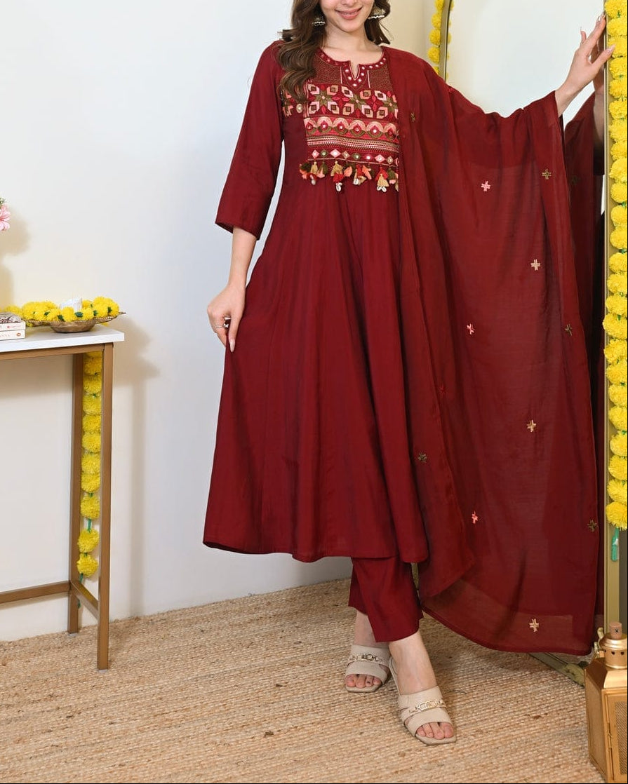 Trending Embroidered Anarkali Cotton Kurta