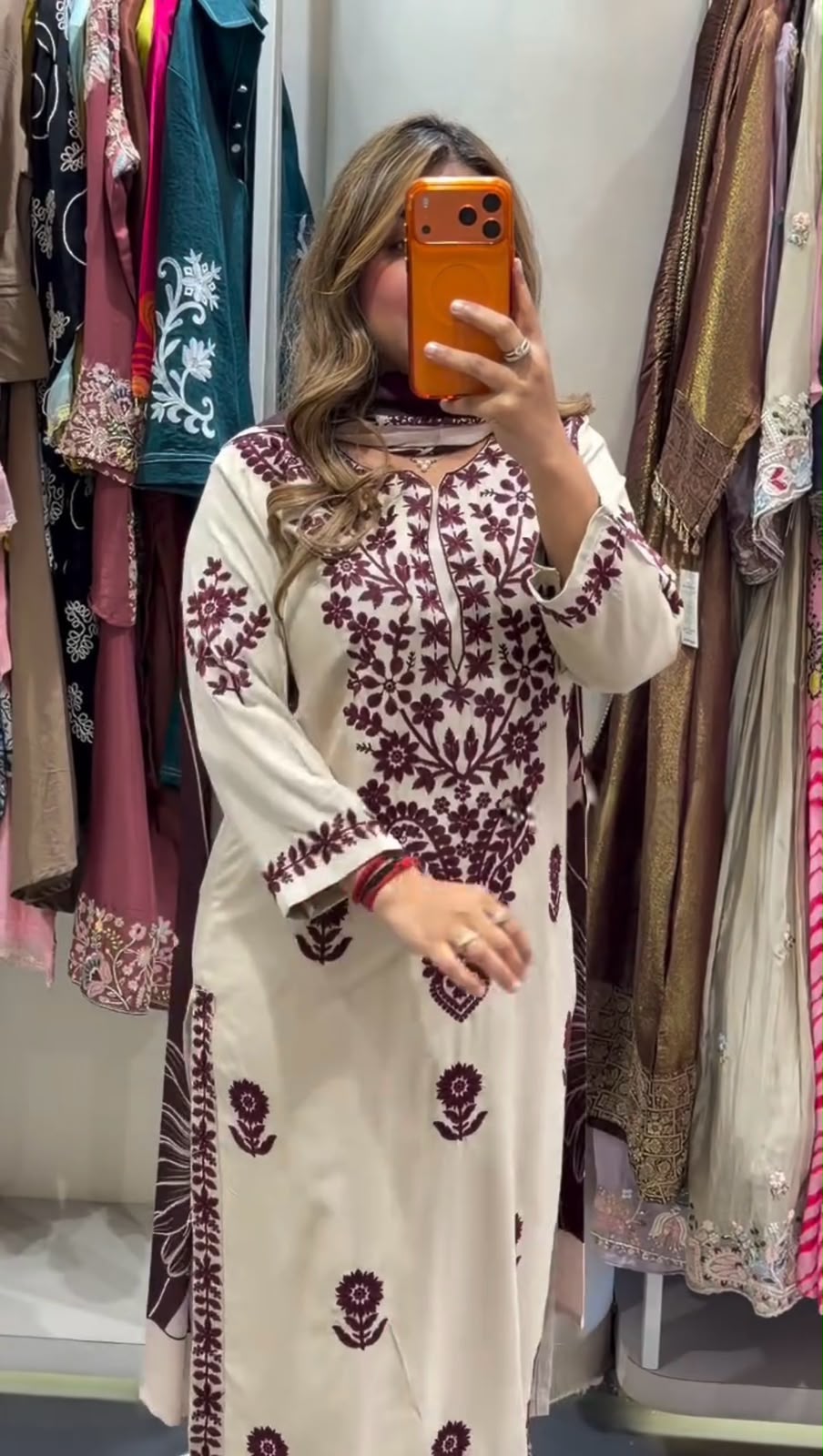 Designer Embroidered Suit Set With Printed Dupatta