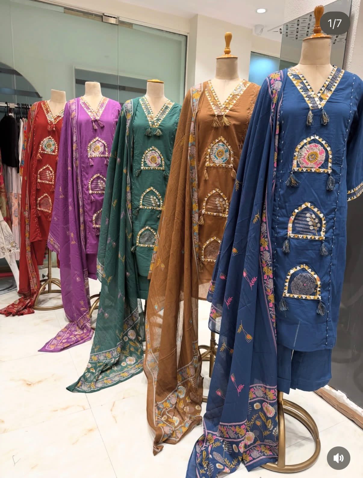 Stylish Embroidered Jaipuri Cotton Kurta Set