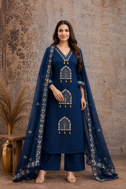 Stylish Embroidered Jaipuri Cotton Kurta Set